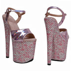 20cm Holographic Platform Sandals - Glitter Dance Heels