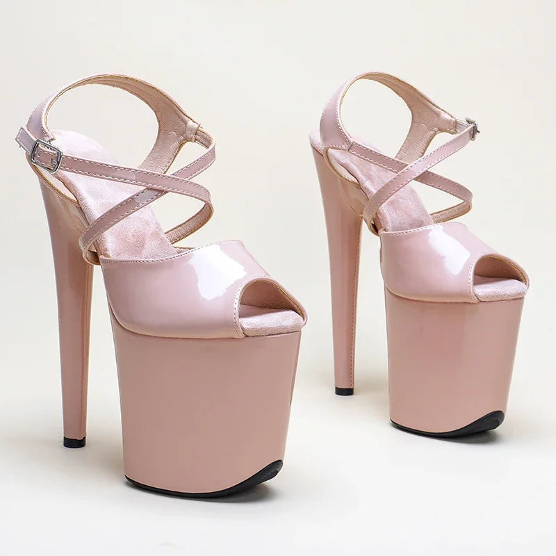 20cm Open Toe Platform Pole Dance Sandals - 8 Inch High Heels