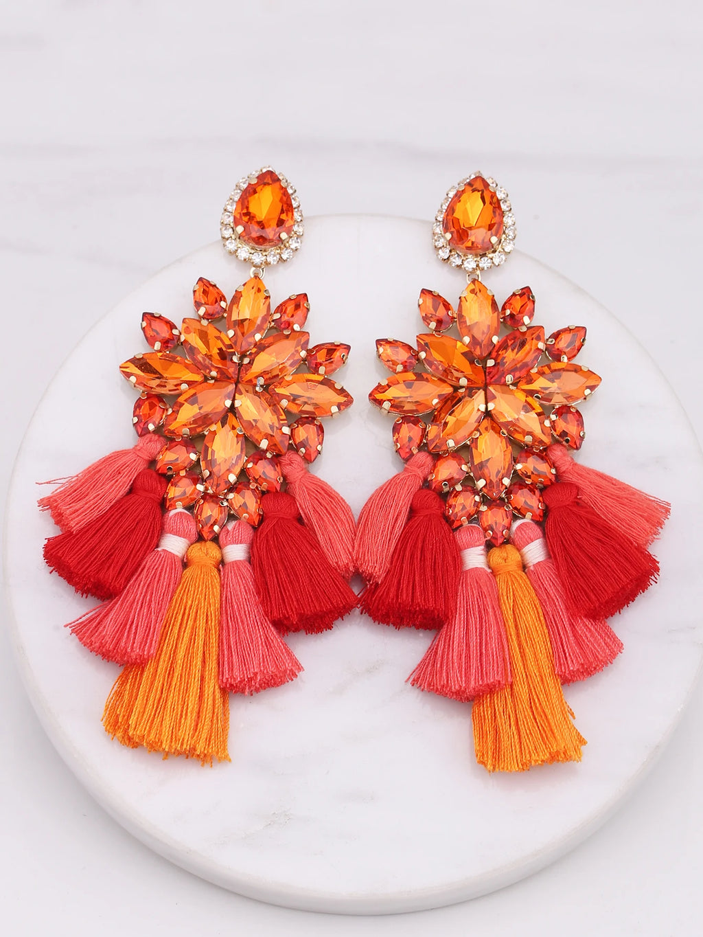 Glass Fringe Drop Earrings | Clip or Pin