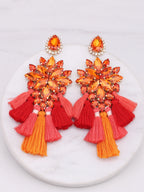 Glass Fringe Drop Earrings | Clip or Pin