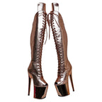 Snakeskin Thigh-High Platform Pole Dance Boots – 8-Inch Heel
