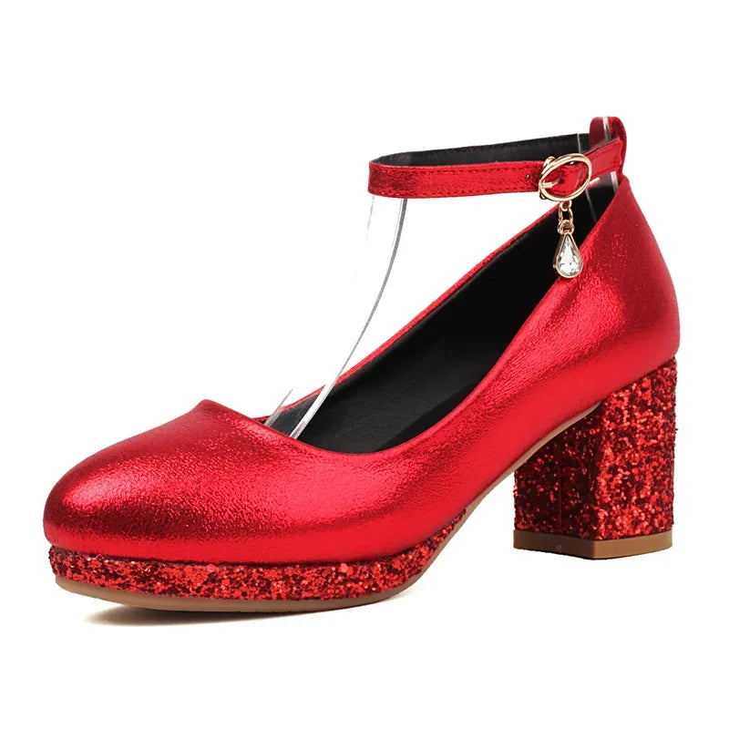 Ankle-Strap Pumps | Metallic Sparkle | 6cm