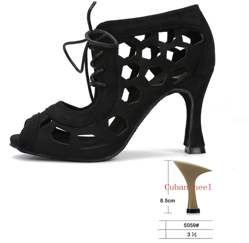Women's Suede Latin Dance Heels | Rumba Salsa Tango | Cuban Heel