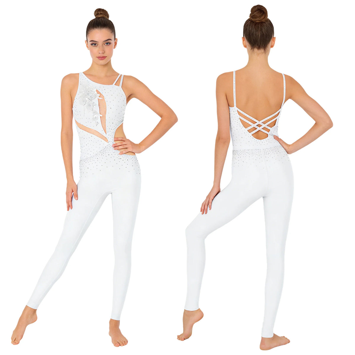 Women's Rhinestone Mesh Unitard | Multiple Styles | 20 Designs | S–3XL
