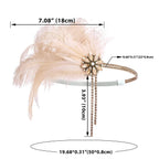 1920s Flapper Feather Headband | Rhinestone & Chain | 3 Colors