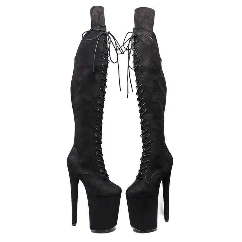 9-Inch Suede Thigh-High Platform Boots - High Heel Performance Boots