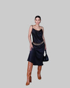 Lace Satin Slip Dress - Backless Spaghetti Strap Maxi Gown