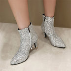 Sequin Ankle Boots | Pointed Toe | 8.5cm