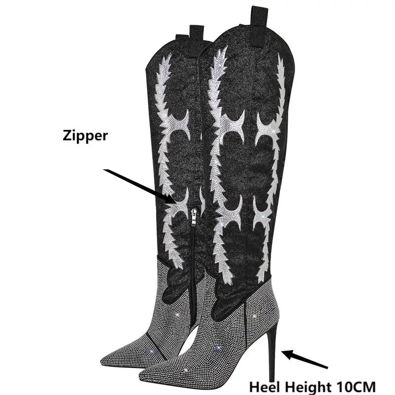 Rhinestone OTK Boot | Stiletto | 4" Heel