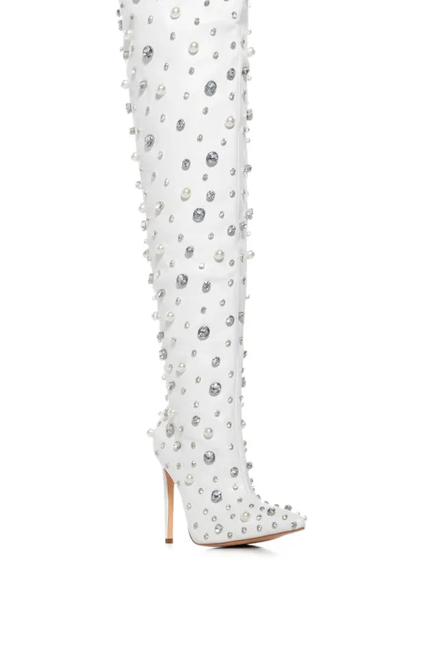 Crystal Embellished Over-the-Knee Boots | 10/12cm Heel
