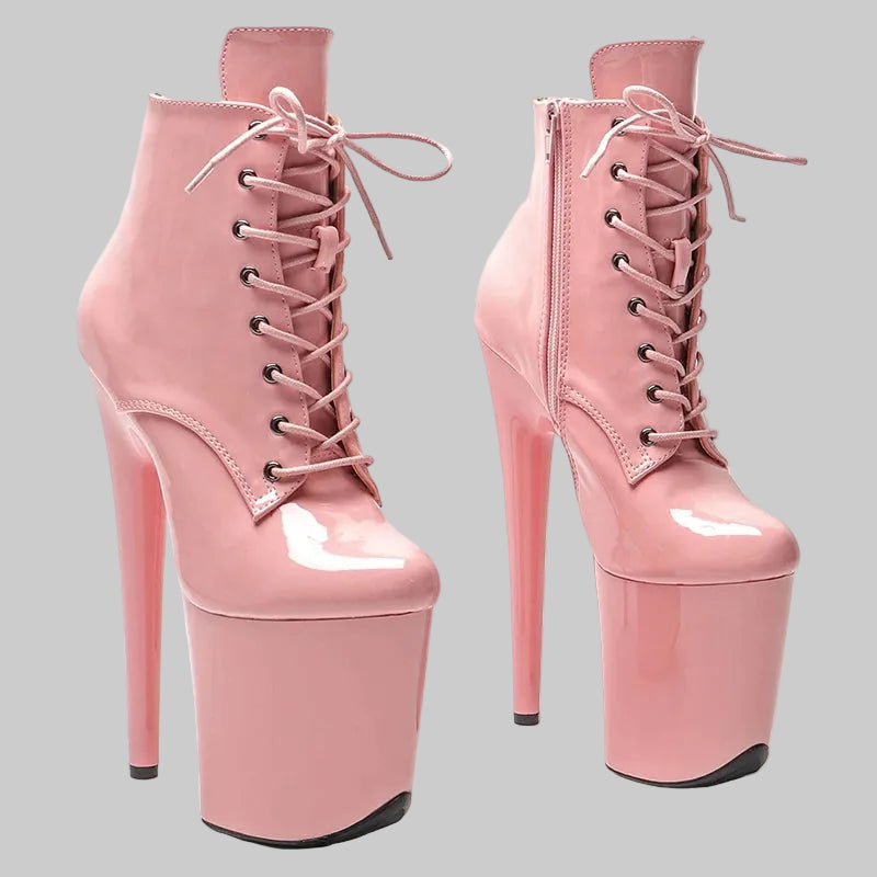 Patent 8-Inch Platform Ankle Boots - Multiple Colors