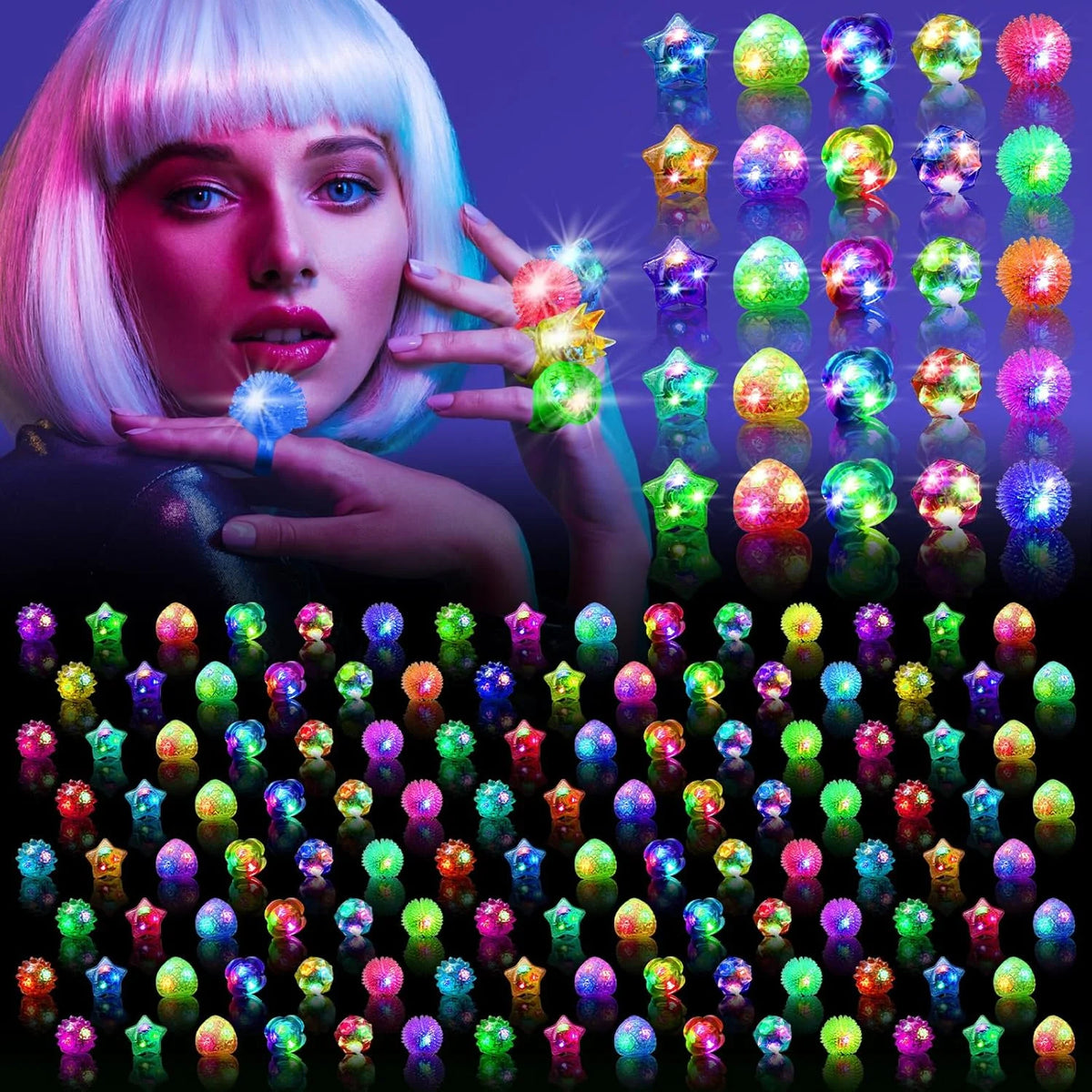 Flashing LED Rings | Rave Party Packs