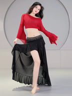 Flare Sleeve Belly Dance Set | Mesh Top & Slit Skirt