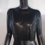 Metal Sequin Crop Top - Sleeveless Party Tank Top