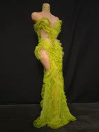 Rhinestone Mesh Ruffle Gown | Floral | Pageant