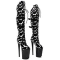 Bat Pattern Thigh-High Platform Boots - 9 Inch Gothic Pole Dance Boots