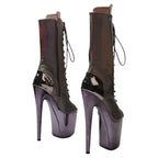 8-Inch Snake Print Platform Ankle Boots - Open Toe Boots