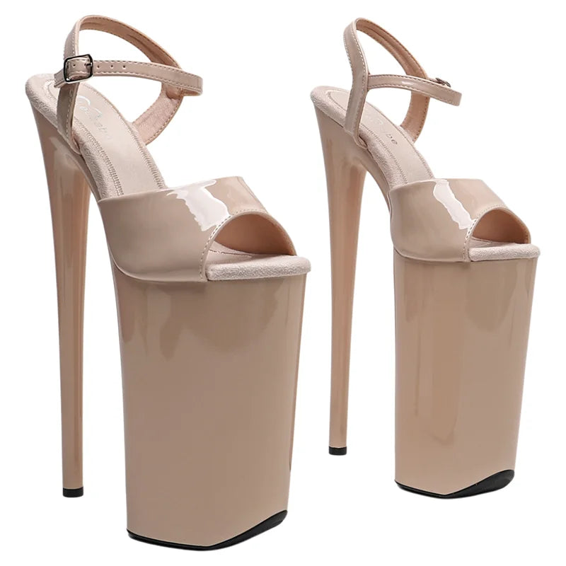 10-Inch Patent Platform Sandals - Open Toe High Heel Performance Shoes