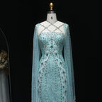 Mermaid Gown with Cape Sleeves | Criss-Cross Bodice | 3 Colors