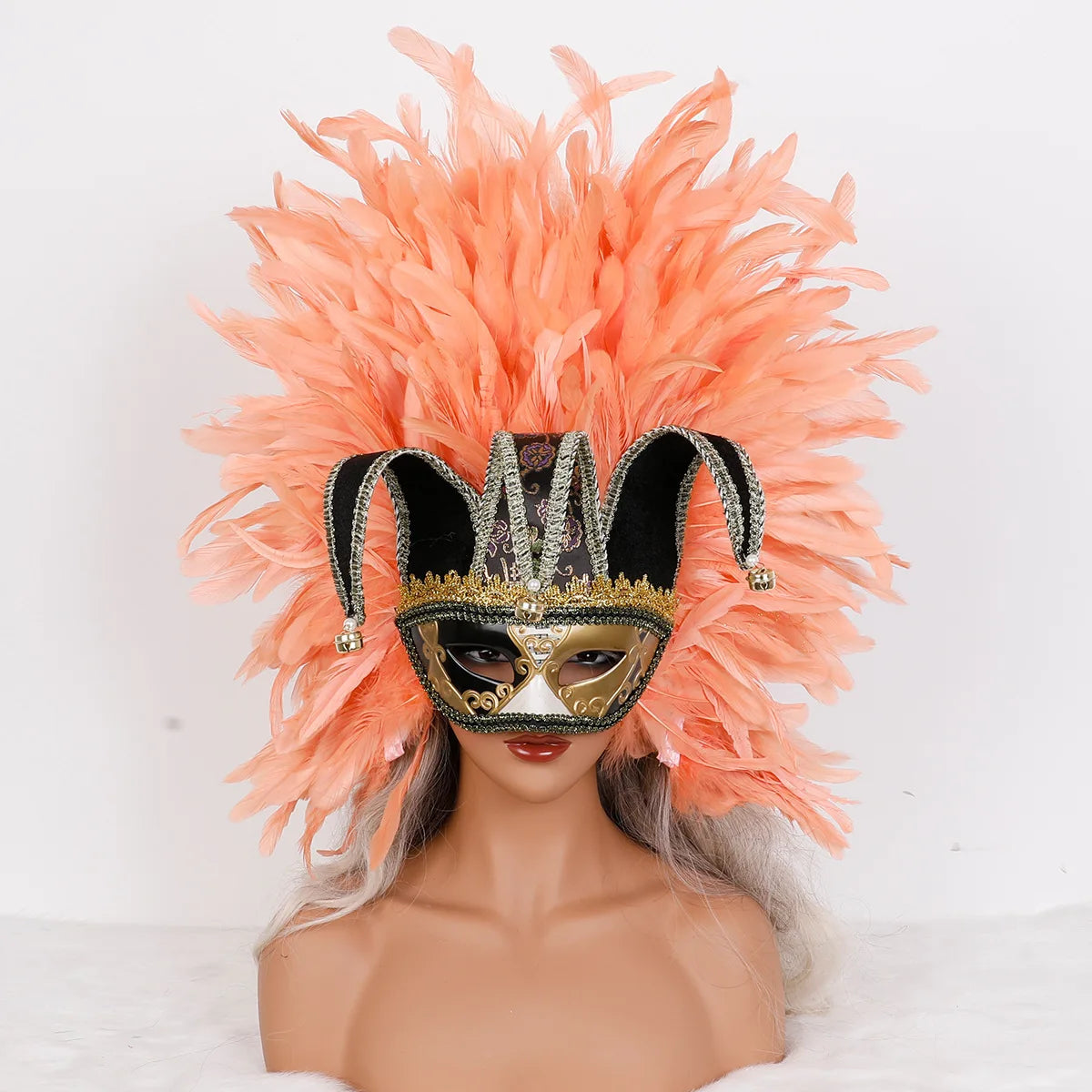 Feather Masquerade Mask | Jester Crown