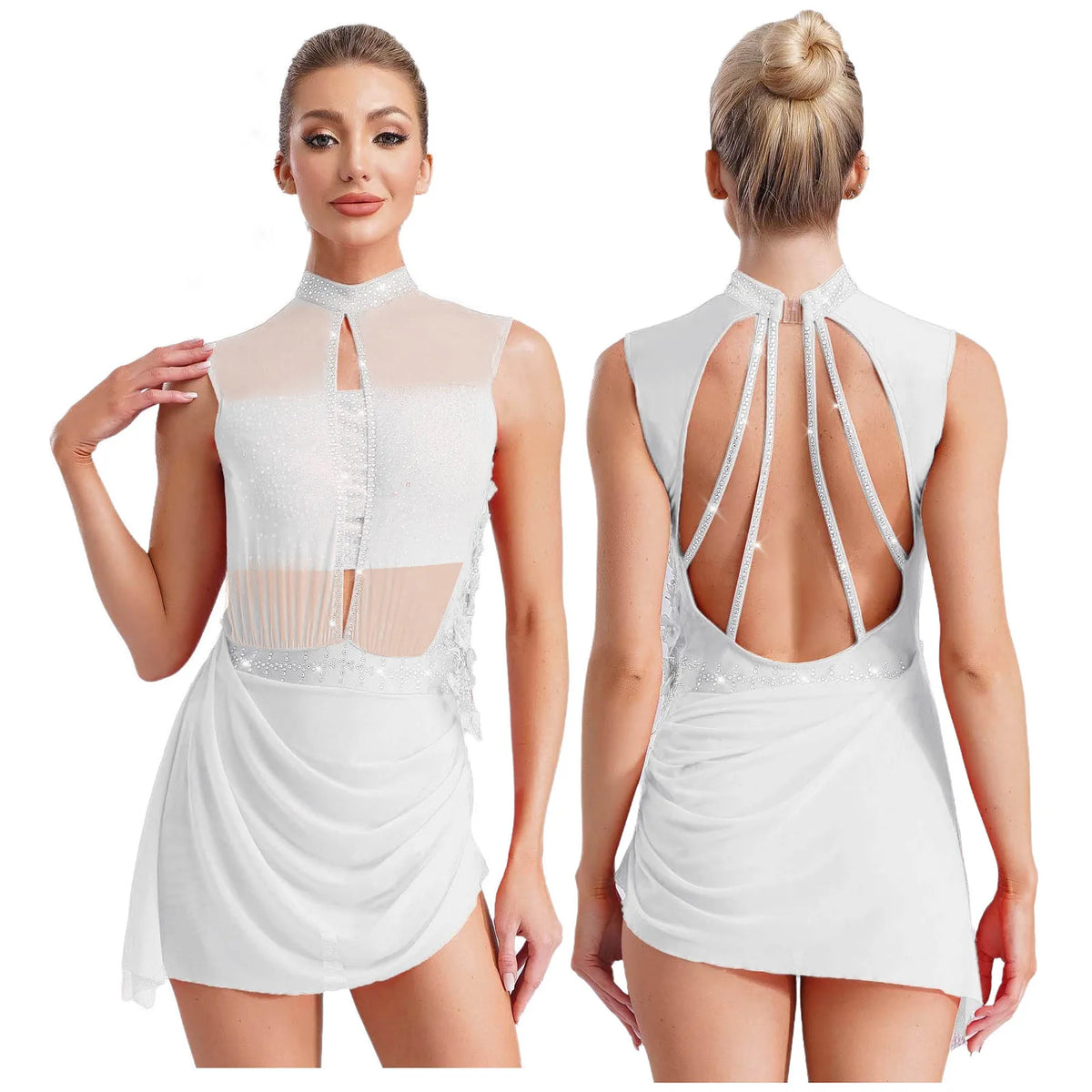 Lyrical Dance Dress | Rhinestone Asymmetric Skirt