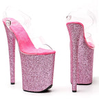 9-Inch Glitter Platform Heels - Sparkle Slip-On Sandals