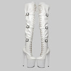 20CM Matte PU Over-Knee Pole Dance Boots - Professional Performance Heels