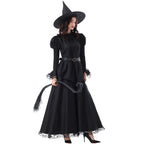 Gothic Witch Costume Set | Lace Dress, Hat & Belt | Halloween