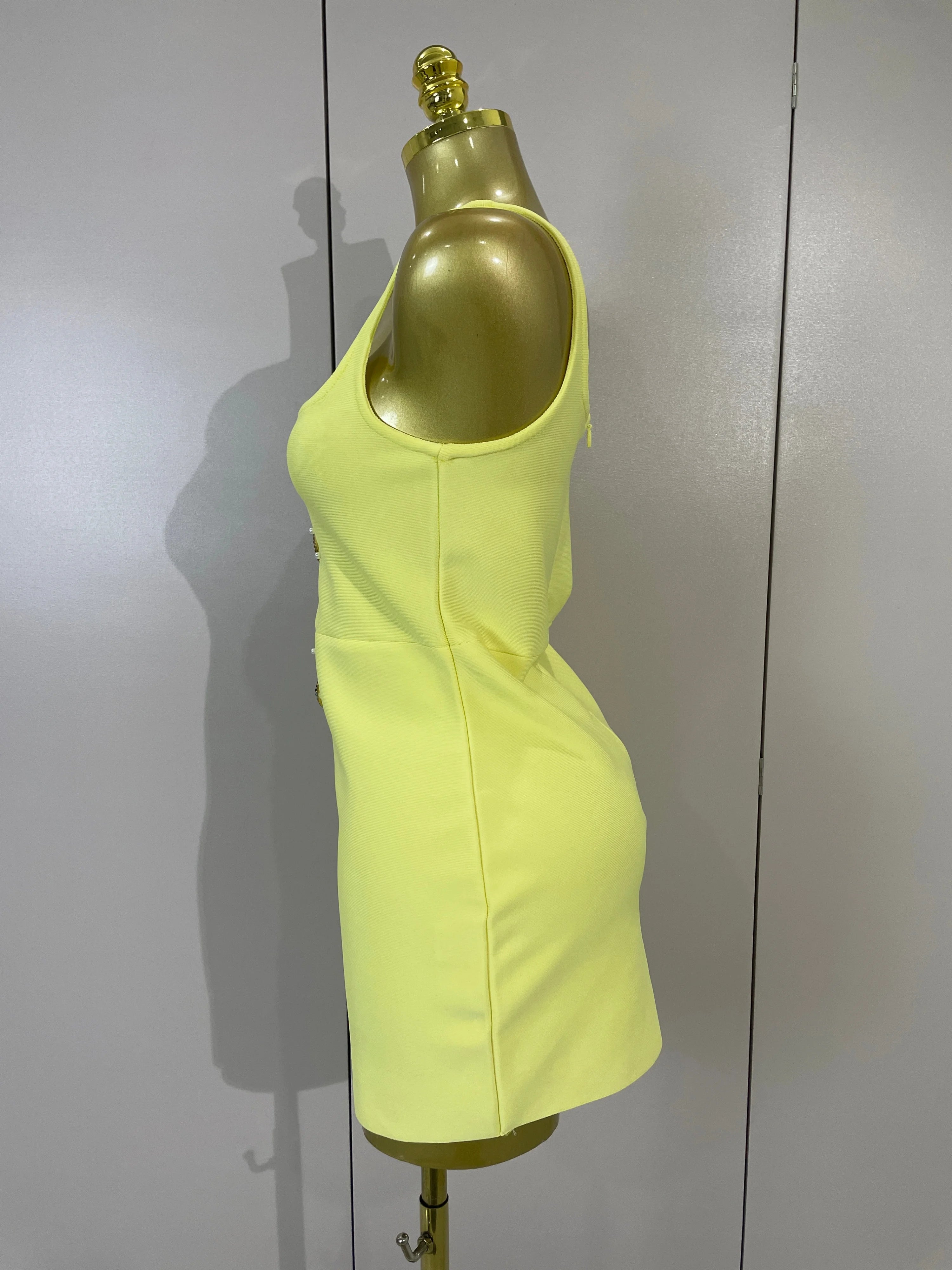 Tropical Fruit Appliqué Bodycon Mini Dress | Square Neck | Stage