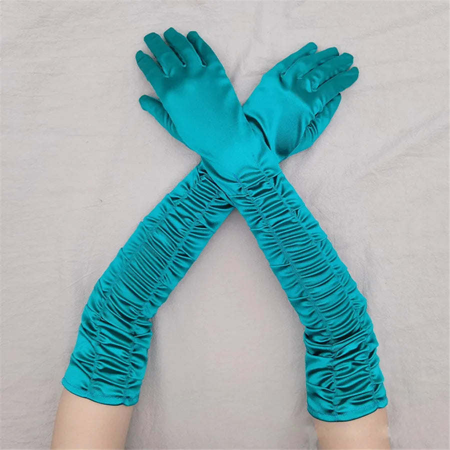 Long Satin Opera Gloves - Dance & Performance Stretch Gloves