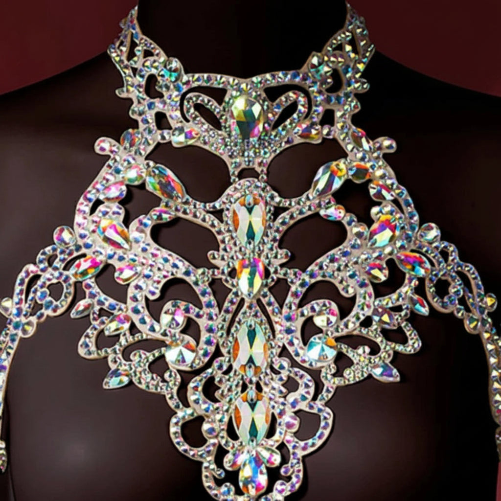 Crystal AB Stone Chest Necklace | Belly Dance