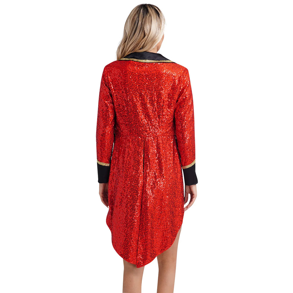 Sequin Ringmaster Tailcoat | Gold Trim | Circus Jacket