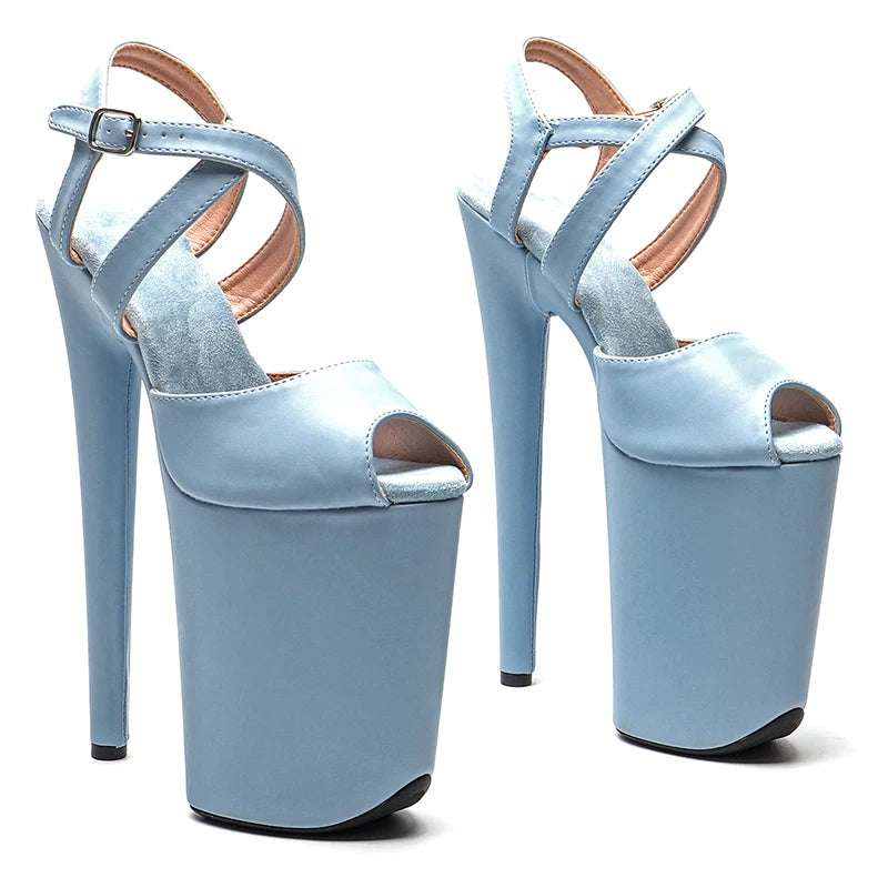 9-Inch Matte Platform Sandals | Open Toe | Cross Strap