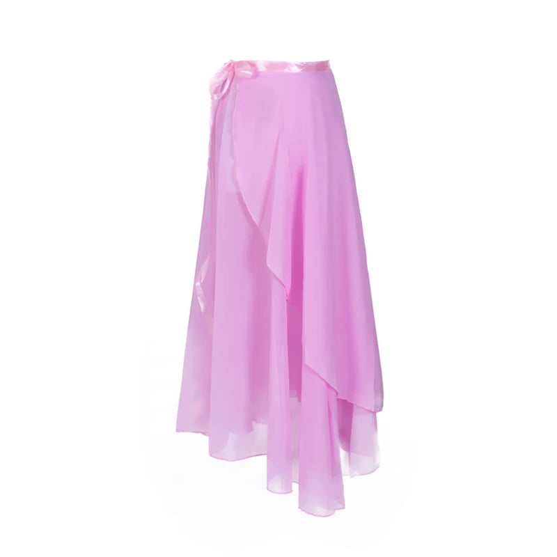 Women's Chiffon Wrap Ballet Skirt | Asymmetric Hem | 6 Colors | 82 cm