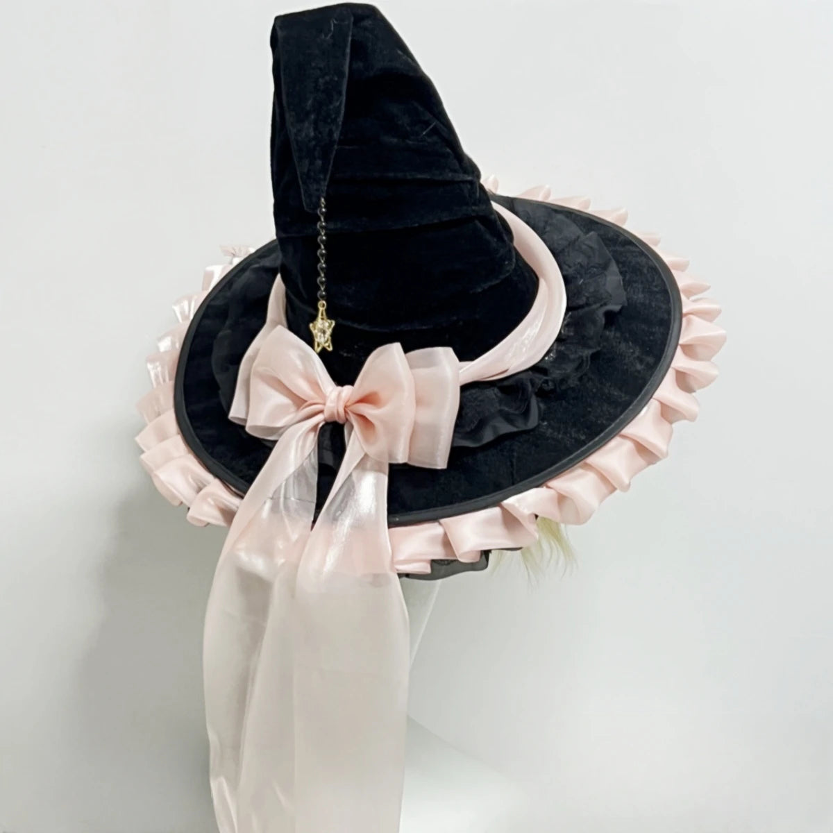 Lolita Witch Hat | Ruffle Bow | Halloween Costume Headwear