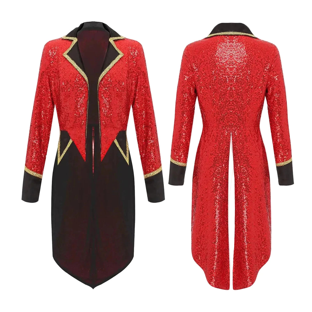 Sequin Ringmaster Tailcoat | Gold Trim | Circus Jacket