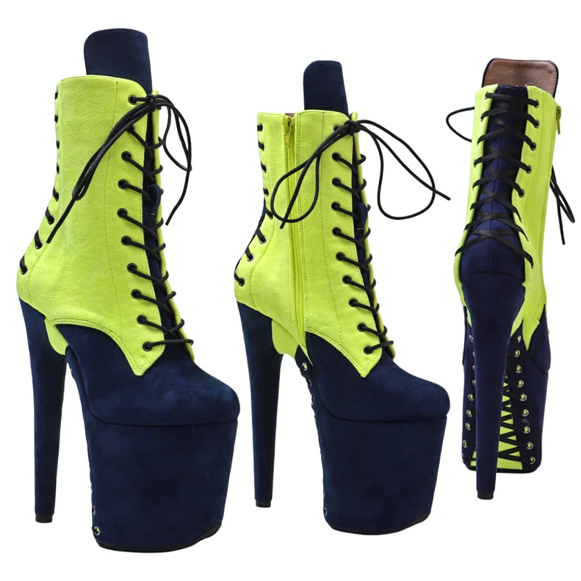 Suede Platform Ankle Boots - 8 Inch Two-Tone Pole Dance Boots