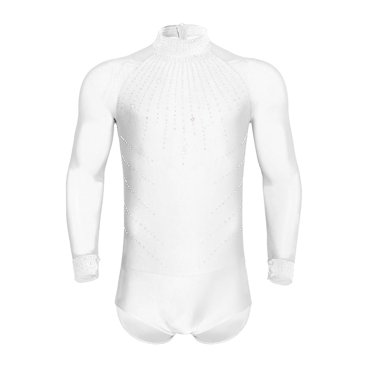Men's Latin Dance Leotard | Deep V-Neck & Sheer Mesh | Rhinestone & Tassels