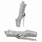 Snakeskin Platform Ankle Boots - 26cm Pole Dance Heels