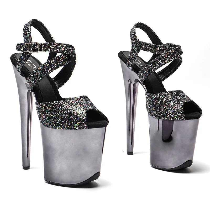 8-Inch Glitter Platform Sandals - High Heel Performance Shoes