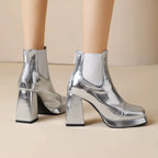 Ankle Boots | Metallic Chelsea | Square Toe