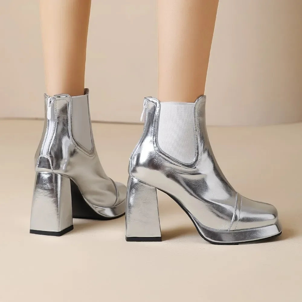 Ankle Boots | Metallic Chelsea | Square Toe