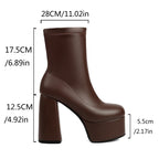 Stretch Platform Ankle Boots | Square Heel | 12.5cm | EU 34–48