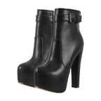 Platform Ankle Bootie | Block Heel | White, Black, Brown, Matte Black