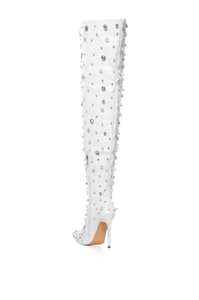 Crystal Embellished Over-the-Knee Boots | 10/12cm Heel