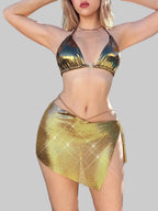 Sequin Mini Skirt - Festival A-Line Skirt with Metallic Detail