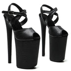 9-Inch Snakeskin Platform Slipper Sandals - Exotic High Heel Performance Shoes