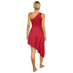 Women's Asymmetric Hem Dance Dress | Mesh & Lace Patchwork | Lyrical, Latin & Performance