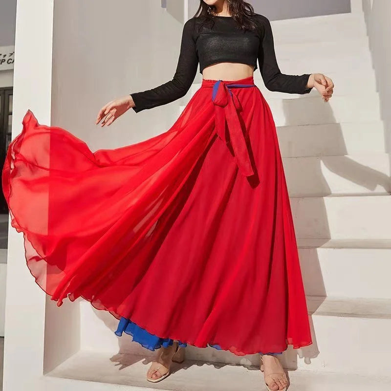 Gradient Color-Block Flamenco Skirt | Big Swing | XS-XL