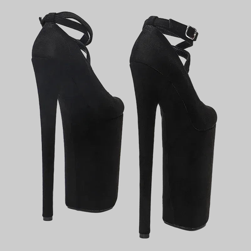 10-Inch Platform Pole Dance Heels - Suede Exotic Dancer Sandals